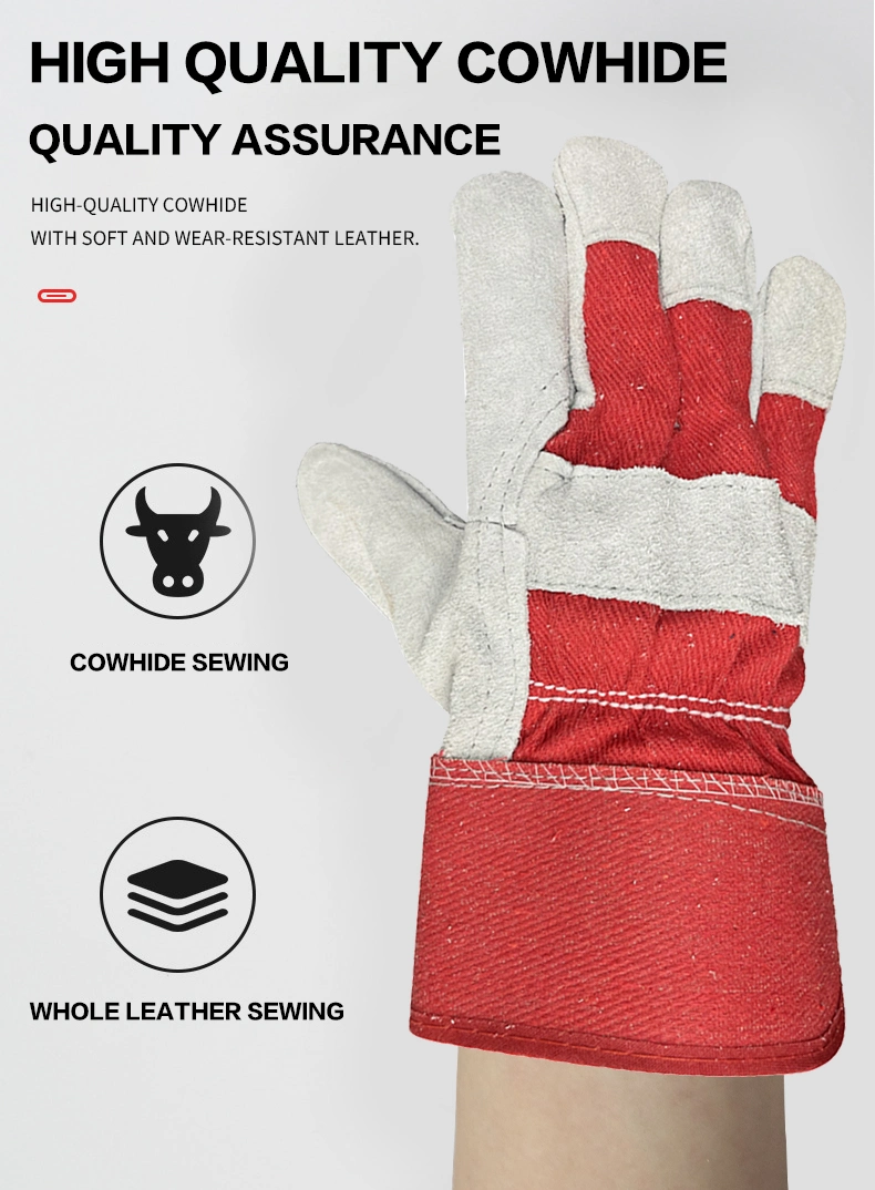 China Manufacturer Wholesale Heat Resistant Safety Work Cow Split Leather Welding Gloves