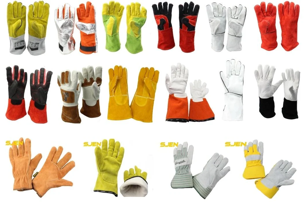 Leather Safety Gloves Wholesale Welding Hand Gloves Red Leather Long Welders Cow Worker Gloves